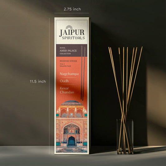 Royal Amer Palace Collection | 3-in-1 Fragrances | Nagchampa, Oudh, Kesar Chandan | Charcoal Free, Pure Aroma (Pack of 3)
