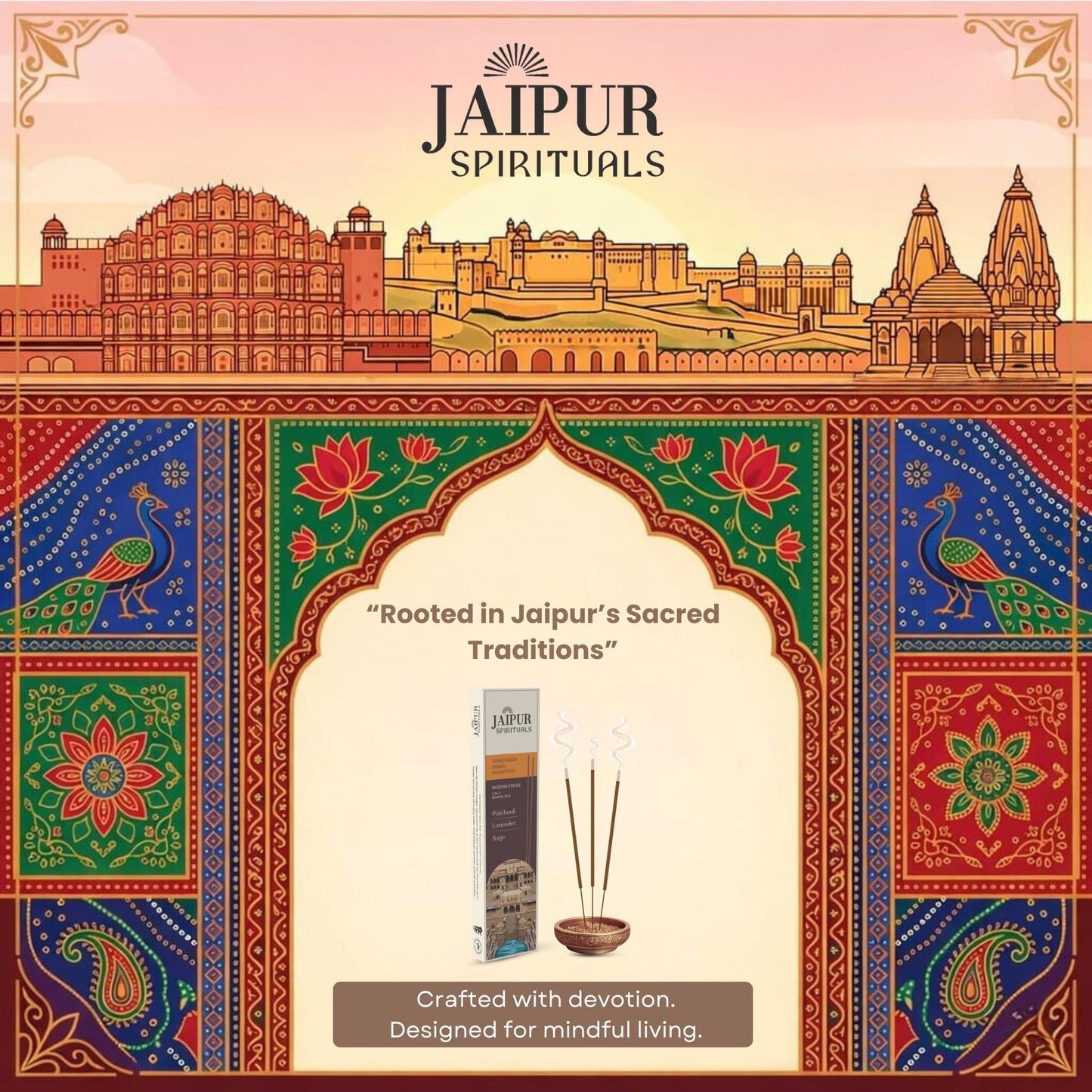 Chand Baori Shanti Collection | 3-in-1 Monthly Pack | Patchouli, Lavender & Sage Agarbatti Fragrances | Charcoal Free | Meditation, Yoga & Stress Relief