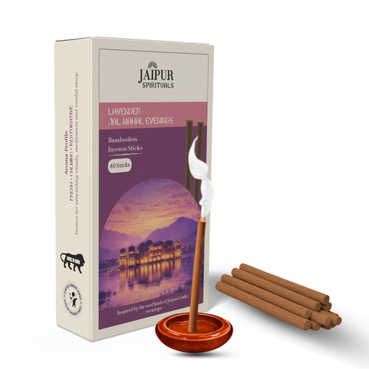 Lavender Bambooless Incense Sticks – “Jal Mahal Evenings” | Long Lasting Low Smoke Agarbatti | Inspired by Jaipur’s Calm Lake Evenings | Meditation & Stress Relief | 40 Sticks