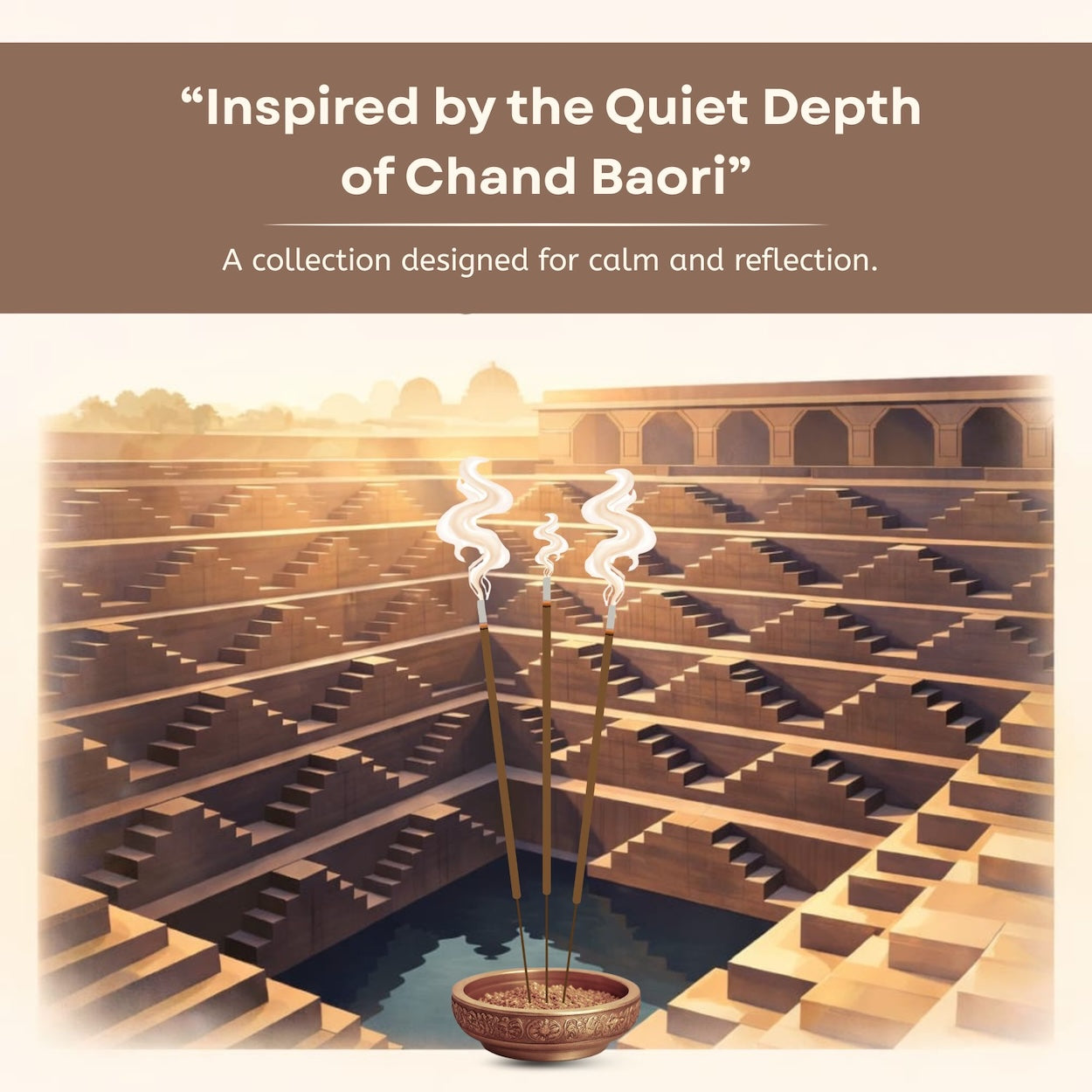 Chand Baori Shanti Collection | 3-in-1 Monthly Pack | Patchouli, Lavender & Sage Agarbatti Fragrances | Charcoal Free | Meditation, Yoga & Stress Relief