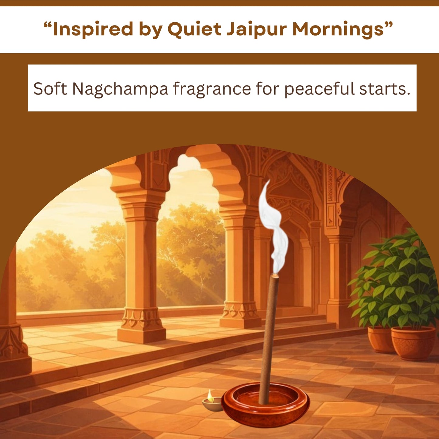 Morning Courtyards Nagchampa Bambooless Incense Sticks | Clean Burning Incense for Puja, Meditation & Yoga | Low Smoke, Long Lasting Fragrance | Inspired by Serene Jaipur Mornings