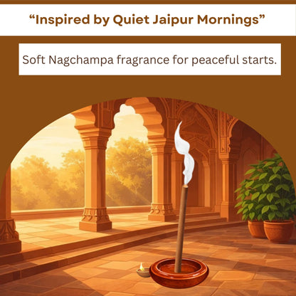 Morning Courtyards Nagchampa Bambooless Incense Sticks | Clean Burning Incense for Puja, Meditation & Yoga | Low Smoke, Long Lasting Fragrance | Inspired by Serene Jaipur Mornings