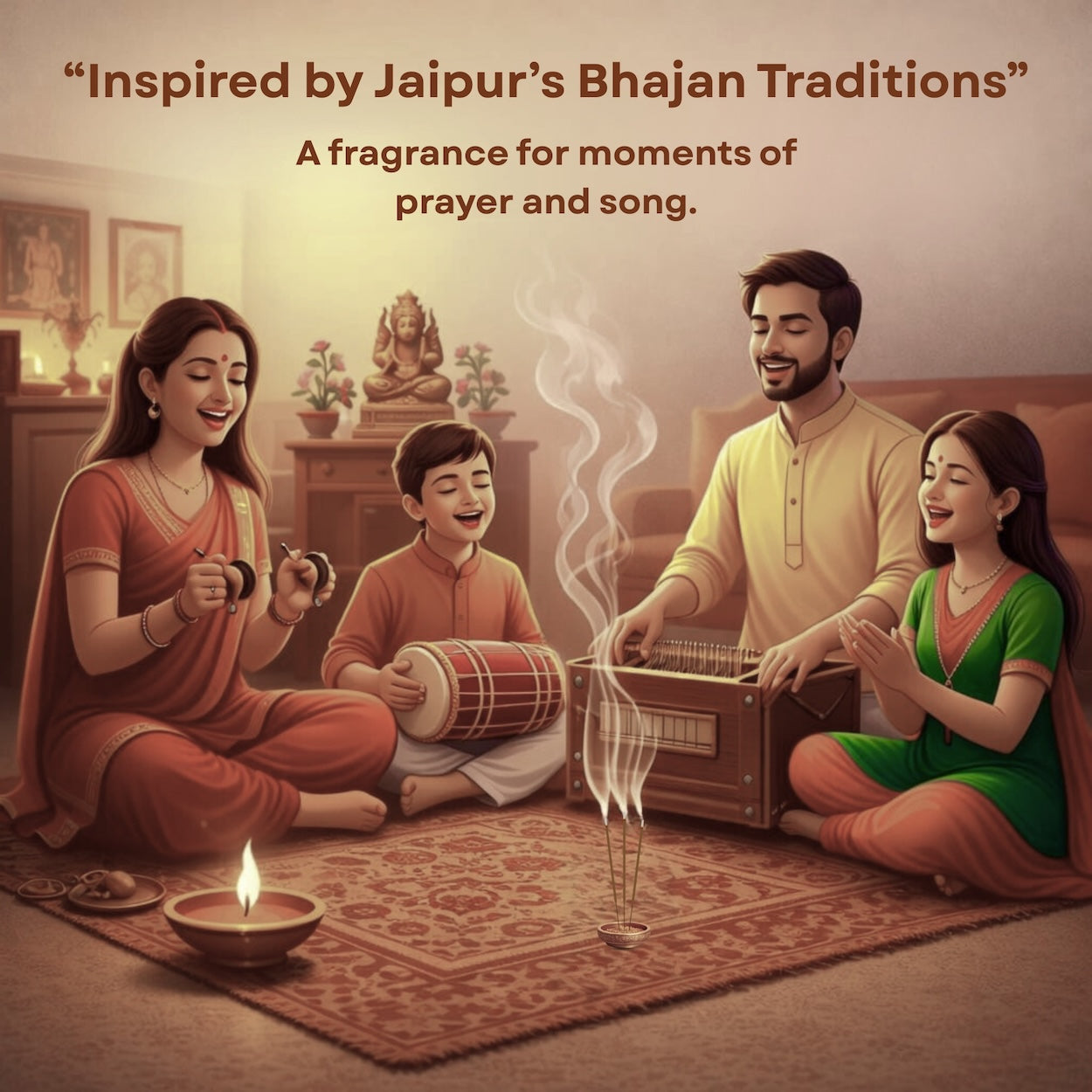 Gulabi Shehar Bhajan Parampara | 3-in-1 Monthly Pack | Sandalwood, Havan & Mogra Agarbatti | | Charcoal Free, Pure Aroma | Long Lasting Fragrance
