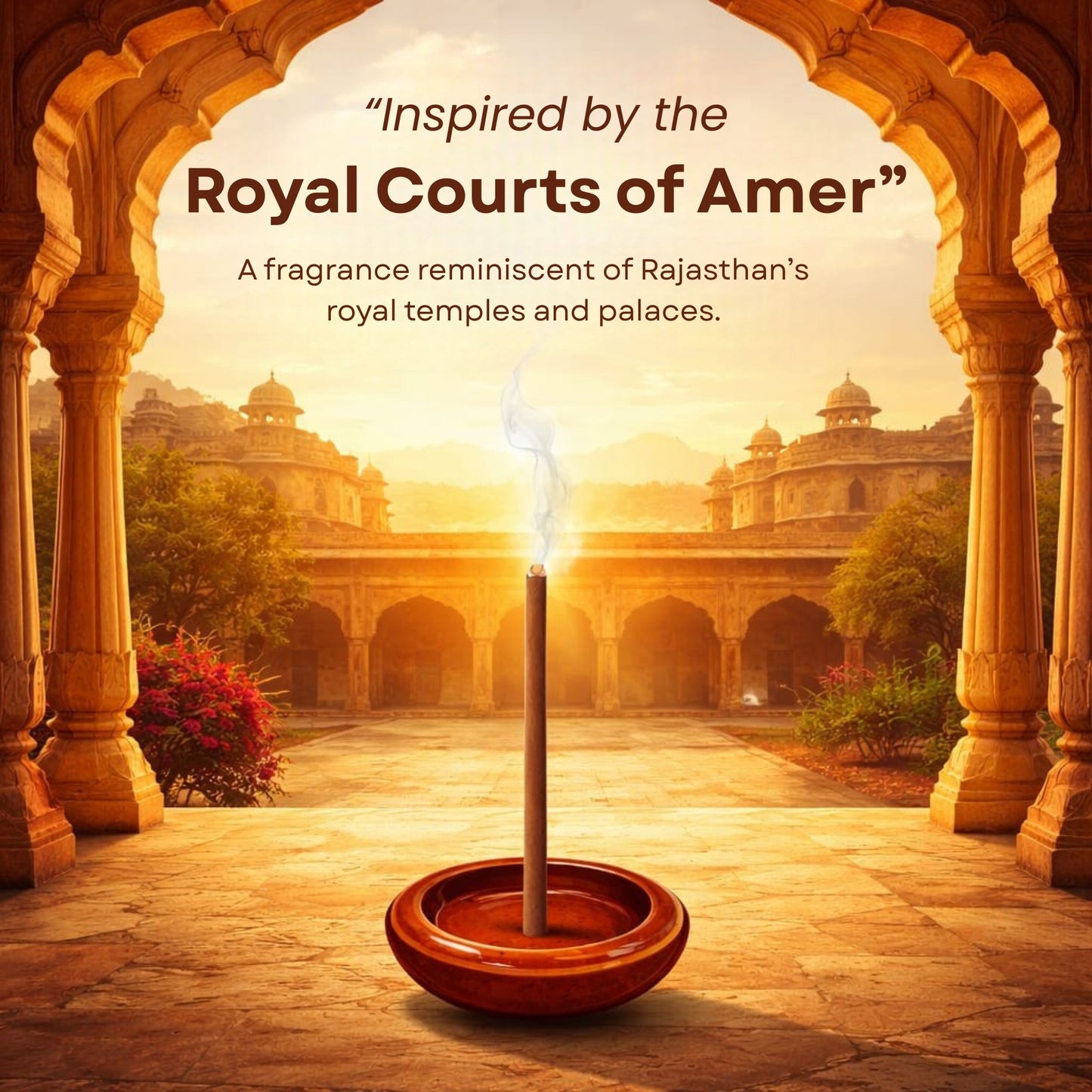 Oudh Bambooless Incense Sticks – “Oudh of Amer” Fragrance | Premium Low Smoke Agarbatti | Inspired by the Royal Evenings of Amer Fort, Jaipur | Long Lasting Luxury Aroma | 40 Sticks