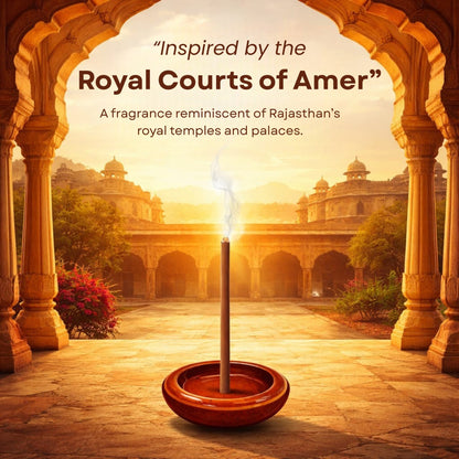 Oudh Bambooless Incense Sticks – “Oudh of Amer” Fragrance | Premium Low Smoke Agarbatti | Inspired by the Royal Evenings of Amer Fort, Jaipur | Long Lasting Luxury Aroma | 40 Sticks