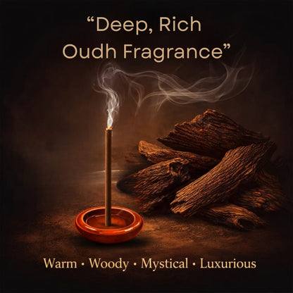 Oudh Bambooless Incense Sticks – “Oudh of Amer” Fragrance | Premium Low Smoke Agarbatti | Inspired by the Royal Evenings of Amer Fort, Jaipur | Long Lasting Luxury Aroma | 40 Sticks