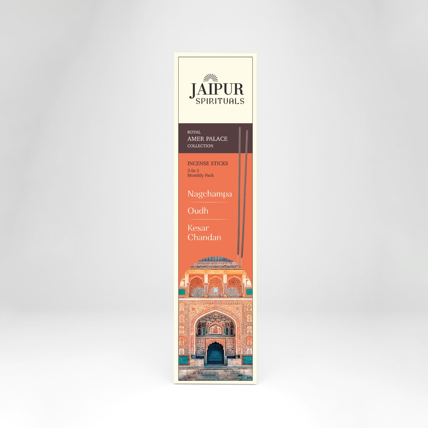Royal Amer Palace Collection | 3-in-1 Fragrances | Nagchampa, Oudh, Kesar Chandan | Charcoal Free, Pure Aroma (Pack of 3)