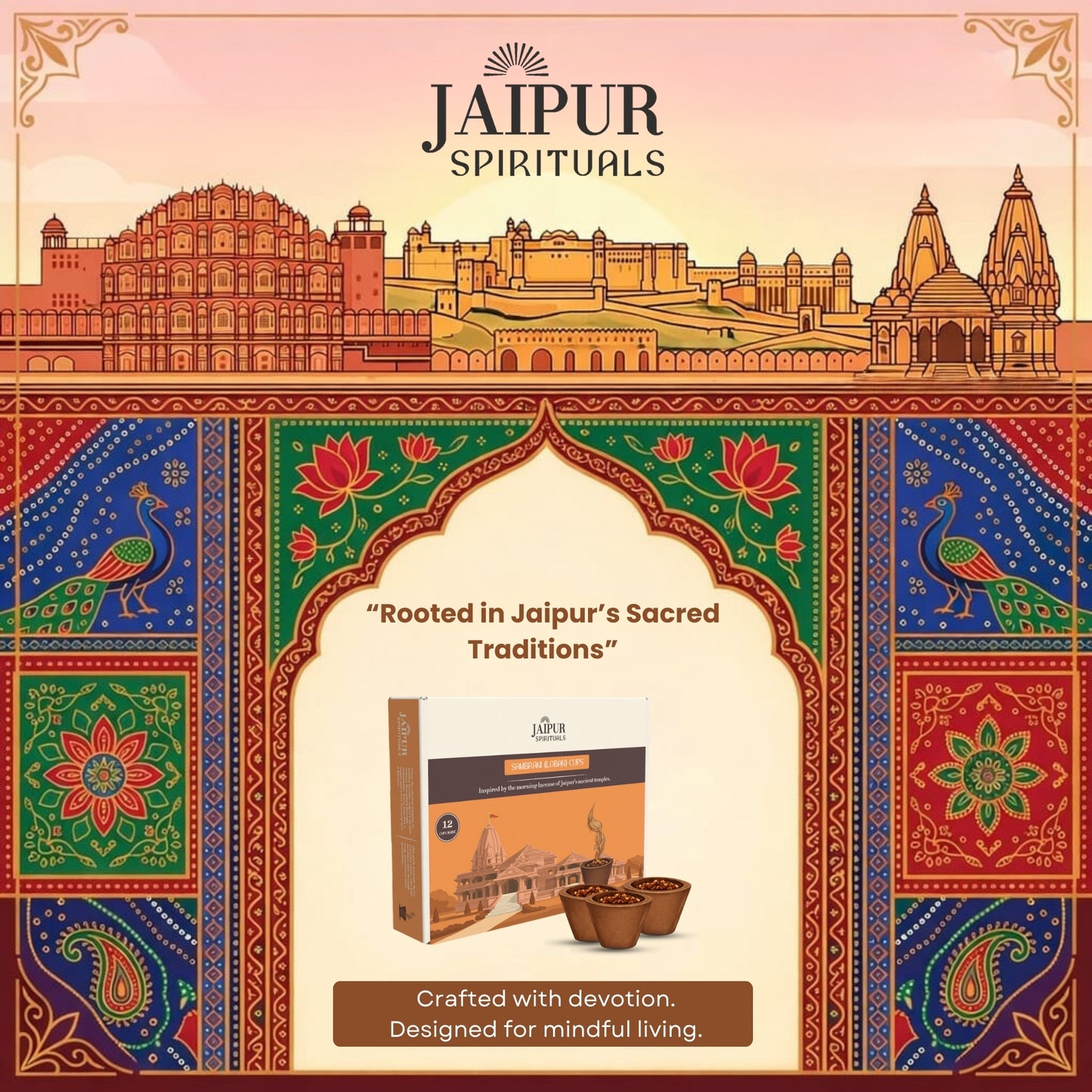 Sambrani Cups | Temple-Style Resin Dhoop Inspired by Jaipur Rituals | Deep Purifying Aroma for Puja, Meditation & Home Cleansing | Easy Light, Charcoal Free